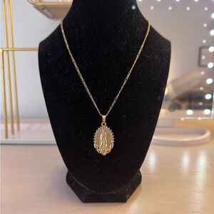 Elegant Gold Guadalupe Religious Christian Necklace